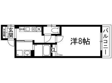 フェリーチェ宝塚(1K/2階)の間取り写真