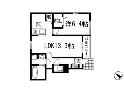 アルドーレⅡ(1LDK/1階)の間取り写真