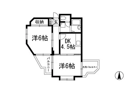 フローレンス西宮Ⅰ(2DK/1階)の間取り写真