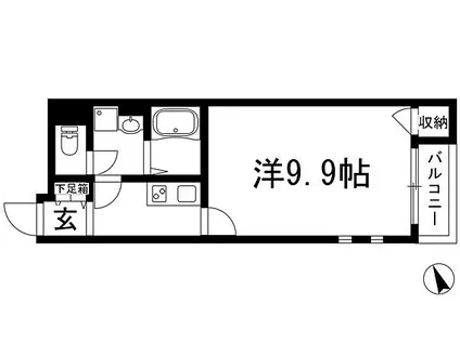 クレイノクリエイト仁川(1K/2階)の間取り写真