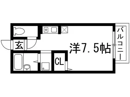 ツインステージ川西(1K/2階)の間取り写真