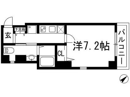 ロイヤルメゾン宝塚(1K/4階)の間取り写真