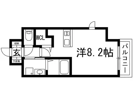 ONLYONE川西中央2(ワンルーム/2階)の間取り写真