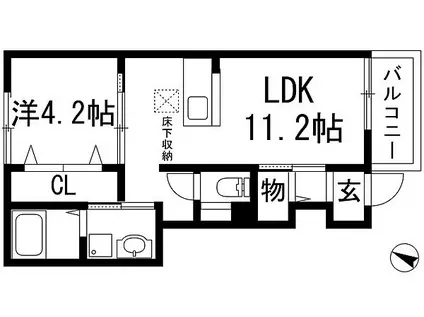 ソテ・ドゥシュ宝塚(1LDK/1階)の間取り写真