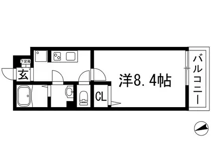 CLAIRTAKARAZUKA(1K/3階)の間取り写真