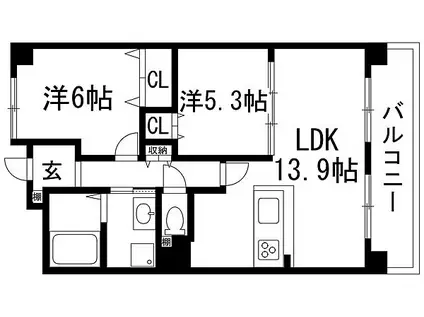 ビオラベール(2LDK/1階)の間取り写真