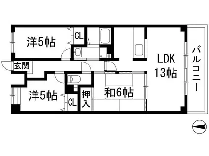 ソレーユ宝塚(3LDK/3階)の間取り写真