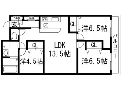 ファミール宝塚(3LDK/2階)の間取り写真