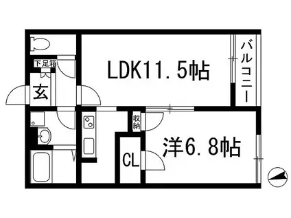 レオネクスト寺本(1LDK/2階)の間取り写真