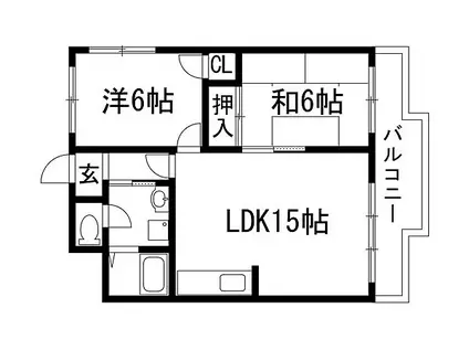 エスペランサ宝塚(2LDK/4階)の間取り写真