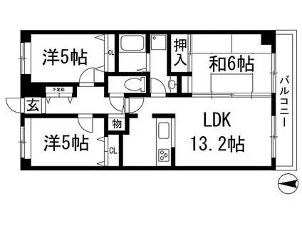 センチュリーコート宝塚(3LDK/3階)の間取り写真