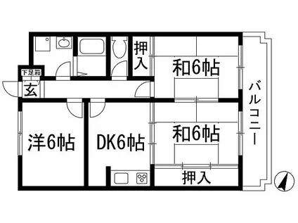 ローズハイツ(3DK/3階)の間取り写真