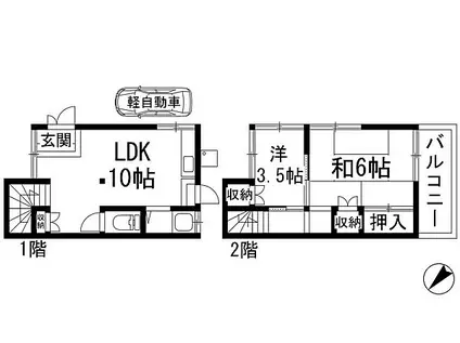 デランテ宝塚(2LDK/1階)の間取り写真