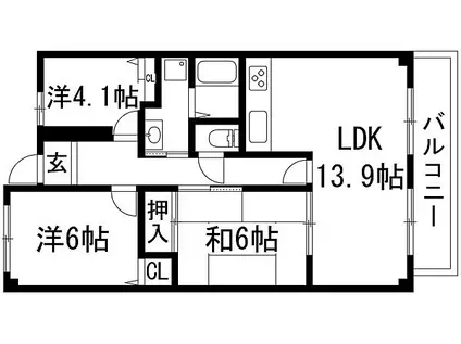 セゾン日野(3LDK/3階)の間取り写真