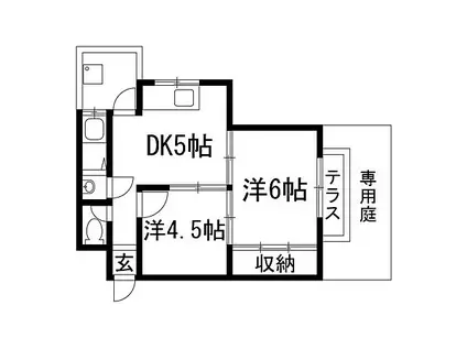 長楽園第二マンション(2DK/1階)の間取り写真
