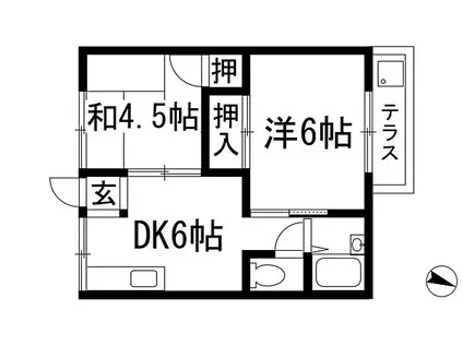 グリーンハイツ山本A・B(2DK/2階)の間取り写真