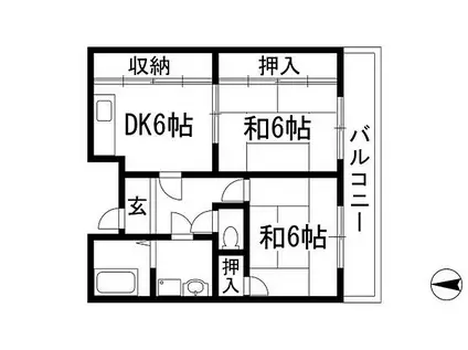 ユニハイム阪西(2DK/3階)の間取り写真
