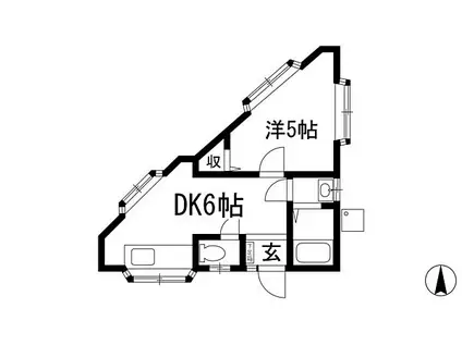 上ノ山ハイツ(1DK/1階)の間取り写真