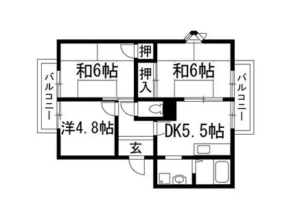 フレグランス宝塚(3DK/2階)の間取り写真
