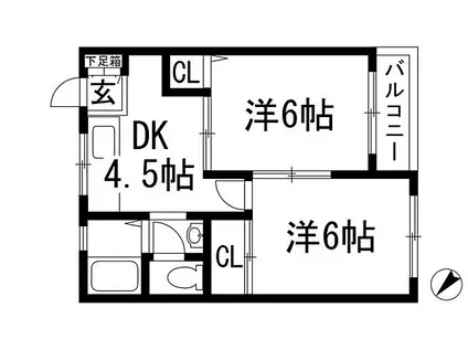 桜ヶ丘マンション(2DK/3階)の間取り写真