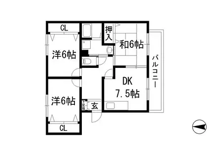 S・Tハウス(3DK/2階)の間取り写真
