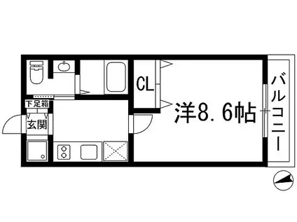 モンリーヴ宝塚(1K/1階)の間取り写真