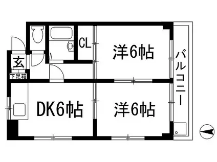 ジョンメゾン小浜(2DK/3階)の間取り写真