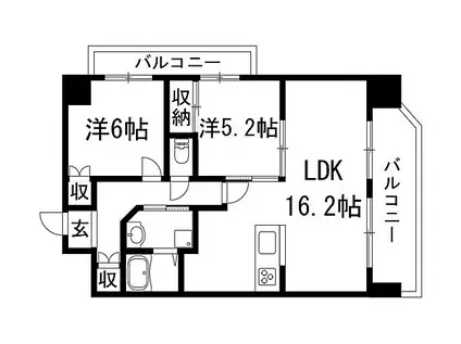 サクラリアヨシナガ(2LDK/8階)の間取り写真