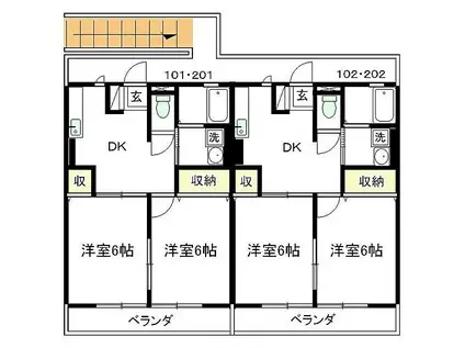 ドラゴンズ B(2DK/2階)の間取り写真