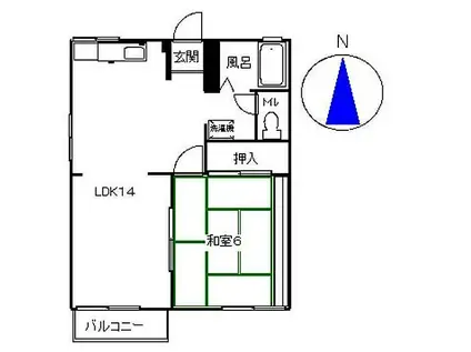ひまわりハイツ B(1LDK/2階)の間取り写真