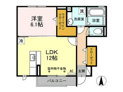 JR東海道本線 西焼津駅 徒歩25分 2階建 築8年(1LDK/1階)の間取り写真