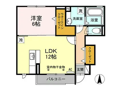 JR東海道本線 西焼津駅 徒歩25分 2階建 築8年(1LDK/1階)の間取り写真