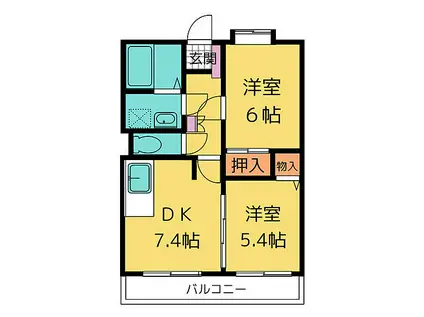 クリア高田(2DK/4階)の間取り写真