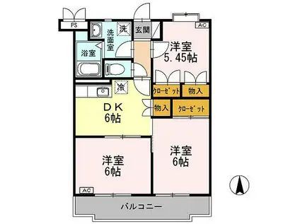 エクセレント大覚寺(3DK/1階)の間取り写真