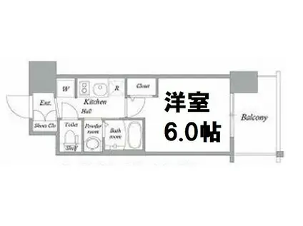 エステムコート大阪ウエストII(1K/3階)の間取り写真