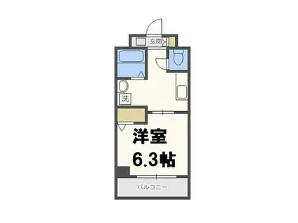 シェモア桜川(1K/4階)の間取り写真
