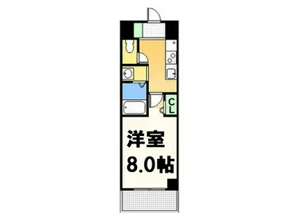 シャトー桜川(1K/6階)の間取り写真