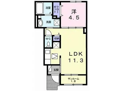 JR赤穂線 坂越駅 徒歩4分 2階建 築2年(1LDK/1階)の間取り写真