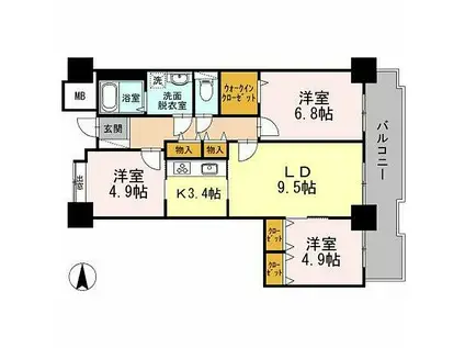 品川シーサイドビュータワーI(3LDK/8階)の間取り写真