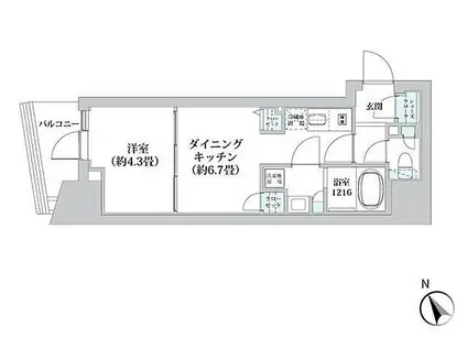 ライオンズフォーシア五反田(1DK/9階)の間取り写真