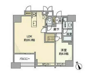 インプレスト東京八丁堀ル・サンク(1LDK/10階)の間取り写真
