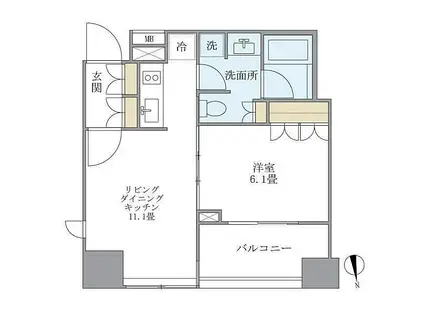 アパートメンツタワー麻布十番(1LDK/8階)の間取り写真