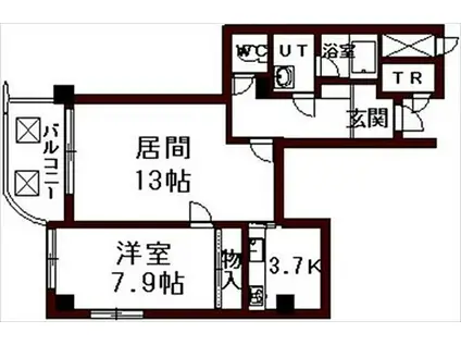 GURANMEZON東札幌(1LDK/5階)の間取り写真