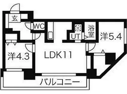 IRIOSU中島公園(2LDK/6階)の間取り写真