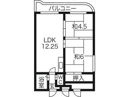 ENDLESS三井西岡(2LDK/4階)の間取り写真