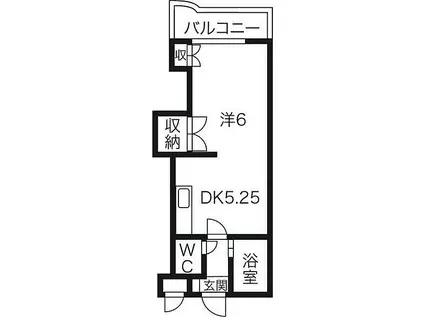 ENDLESS三井西岡(1DK/2階)の間取り写真