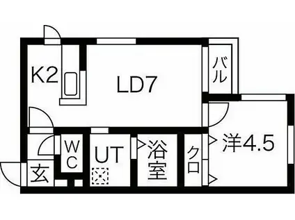 アールNANGOU16(1LDK/4階)の間取り写真