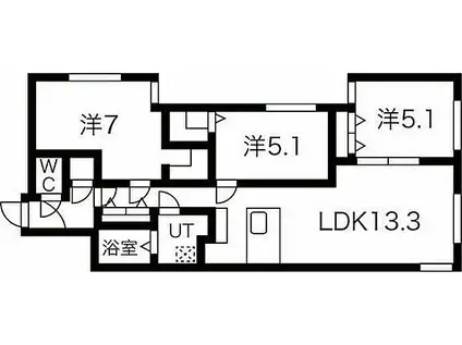 BOKKA ヤマハナ(3LDK/1階)の間取り写真