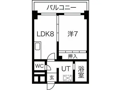 山晃 HEIGHTS(1DK/7階)の間取り写真