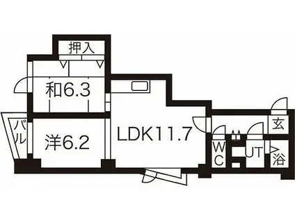 PREMIER中島公園通(2LDK/5階)の間取り写真